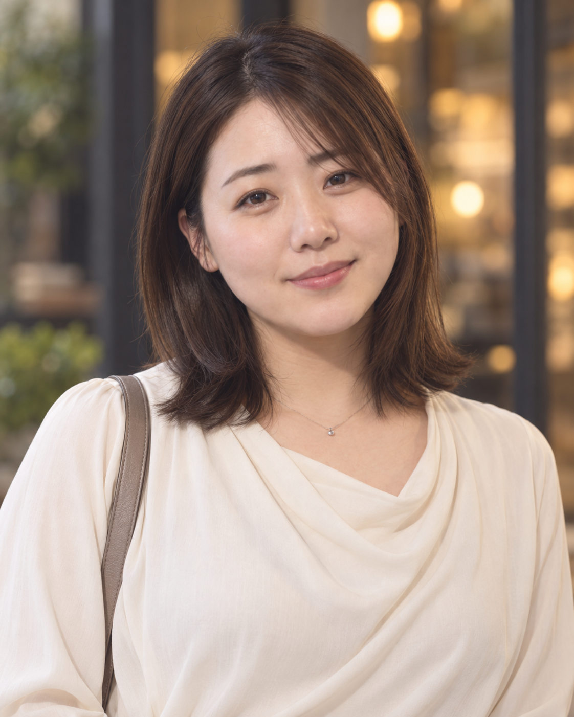 店の前で穏やかに微笑む早川美智子